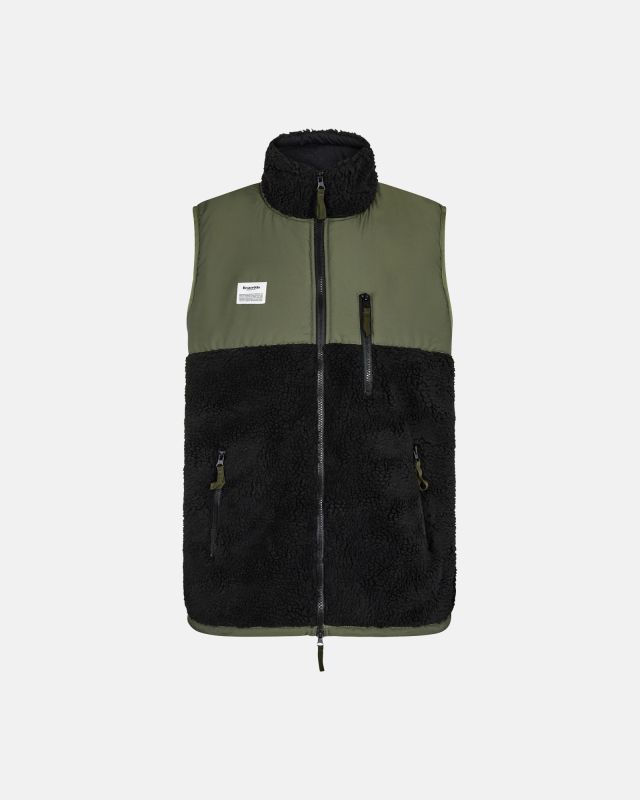 Fleece panel vest Recycled | Army -Resteröds