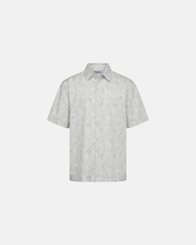 Shirt shortsleeved "Ron" | White print -Resteröds
