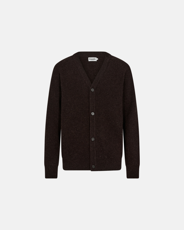 Knit Cardigan 'Kyle' | Wool | Brown -Resteröds