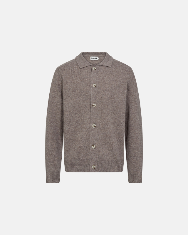 Knit Cardigan 'Dean' | Wool | Sand -Resteröds