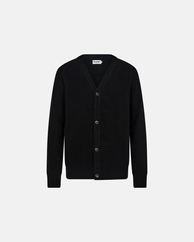 Knit Cardigan 'Kyle' | Wool | Black -Resteröds