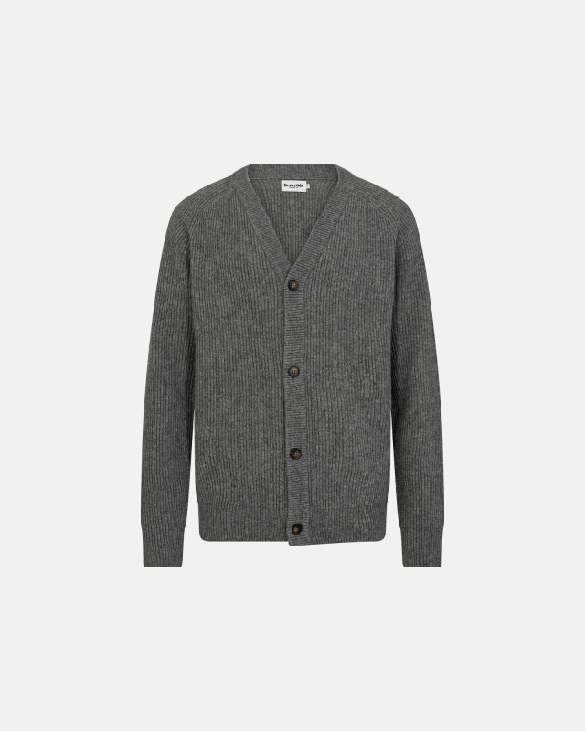 Knit Cardigan 'Kyle' | Wool | Grey Melange -Resteröds