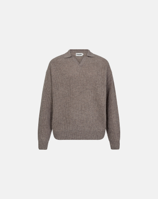 Knit Polo "Kane" | Wool | Sand -Resteröds Knit Polo "Kane" | Wool | Sand -Resteröds