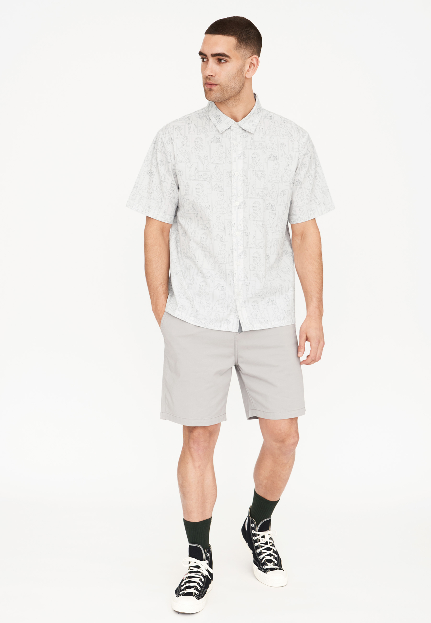 Shirt shortsleeved "Ron" | White print -Resteröds Shirt shortsleeved "Ron" | White print -Resteröds