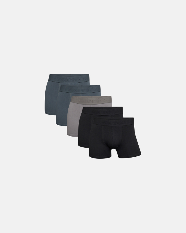 Boxers "Gunnar" GOTS cotton 5-pack | Black,Grey -Resteröds