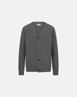 Knit Cardigan 'Kyle' | Wool | Grey Melange -Resteröds Knit Cardigan 'Kyle' | Wool | Grey Melange -Resteröds