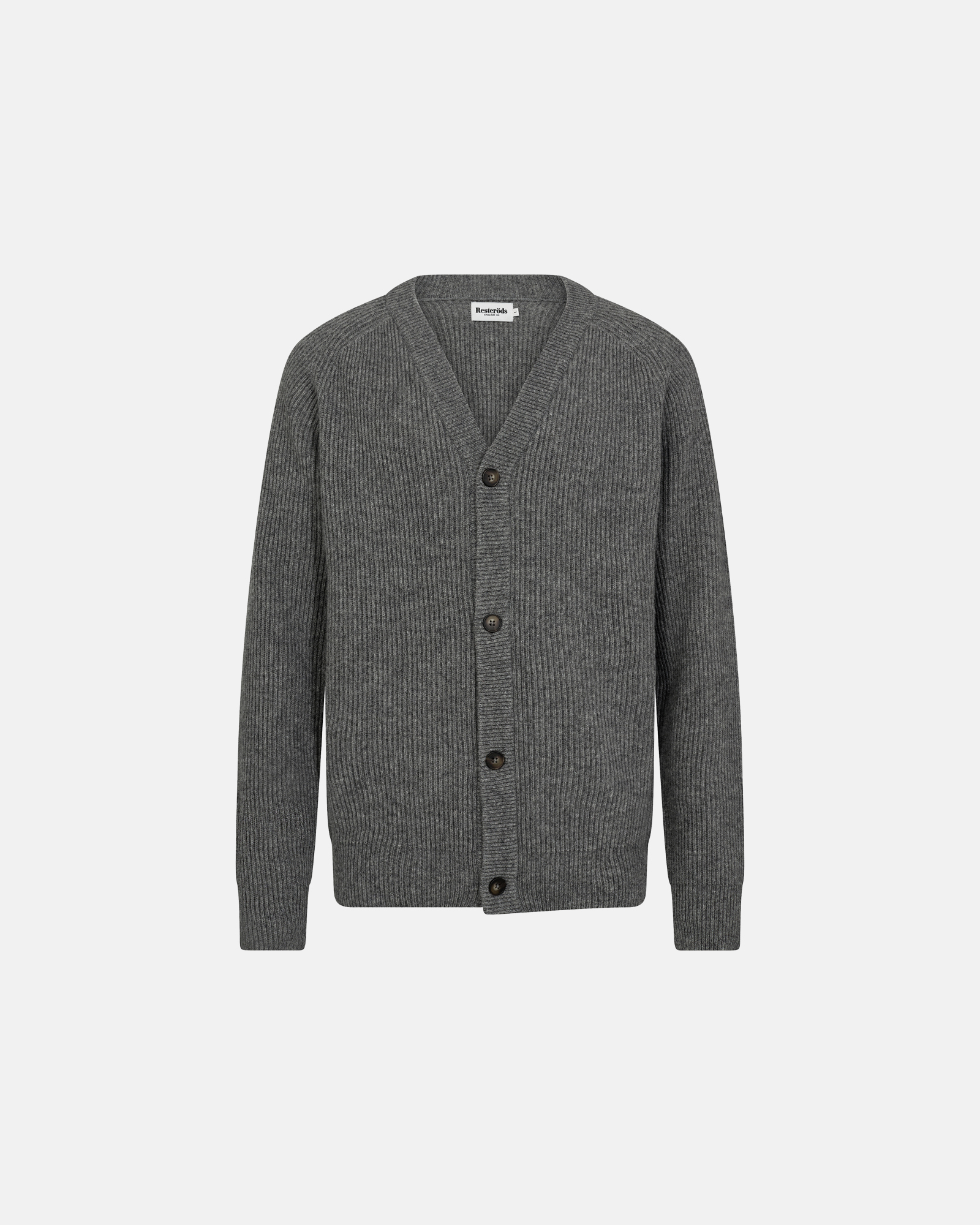 Kyle Wool Cardigan Grey Melange | Resteröds