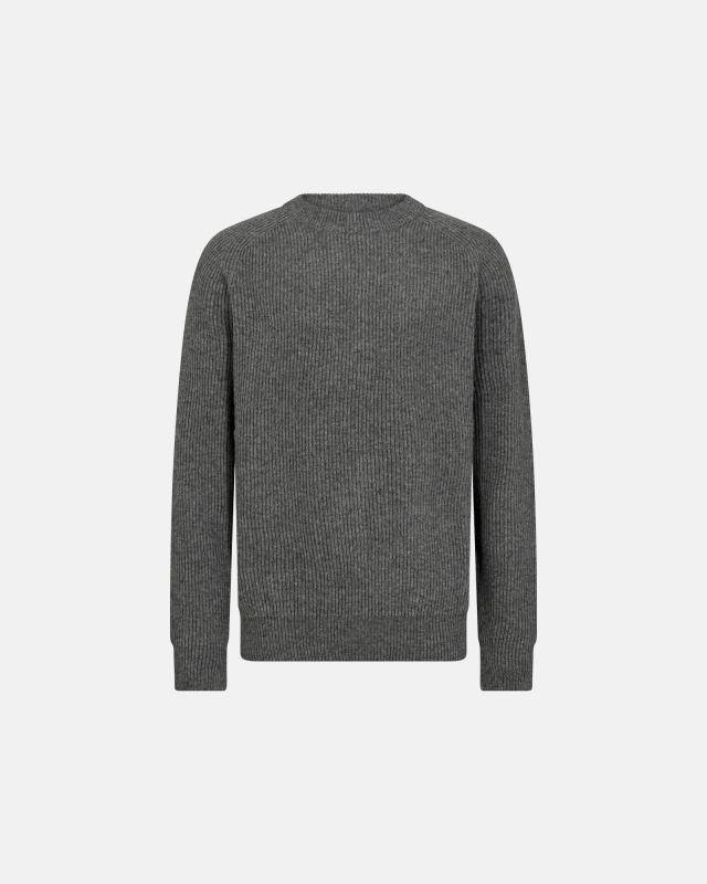 Knit Pullover "Michael", Wool, Grey Melange