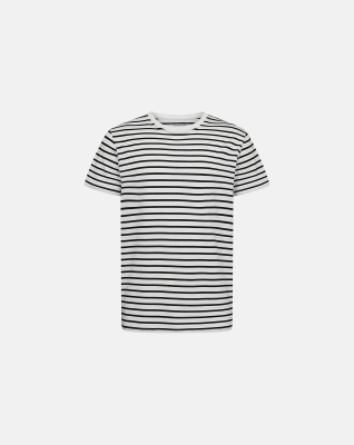 R-neck Tee Bamboo, Black striped R-neck Tee Bamboo, Black striped