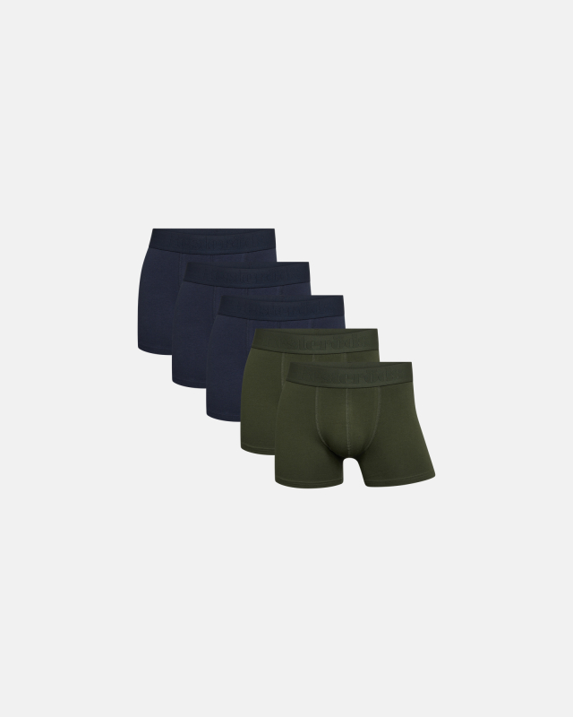 Boxers "Gunnar" GOTS cotton 5-pack, Army,Navy