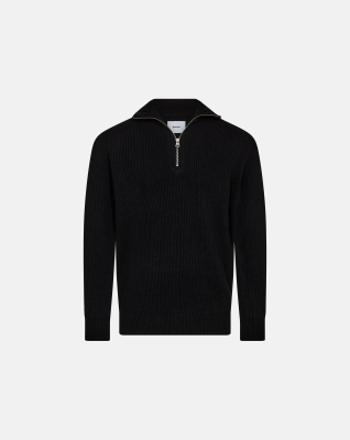 Knit with zip 'Liam' | Wool | Black -Resteröds Knit with zip 'Liam' | Wool | Black -Resteröds