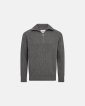 Knit sweater with zipper 'Liam' | Wool | Grey - Resteröds