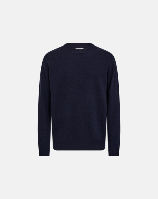 Knit pullover 'lean' | Wool | Navy -Resteröds Knit pullover 'lean' | Wool | Navy -Resteröds