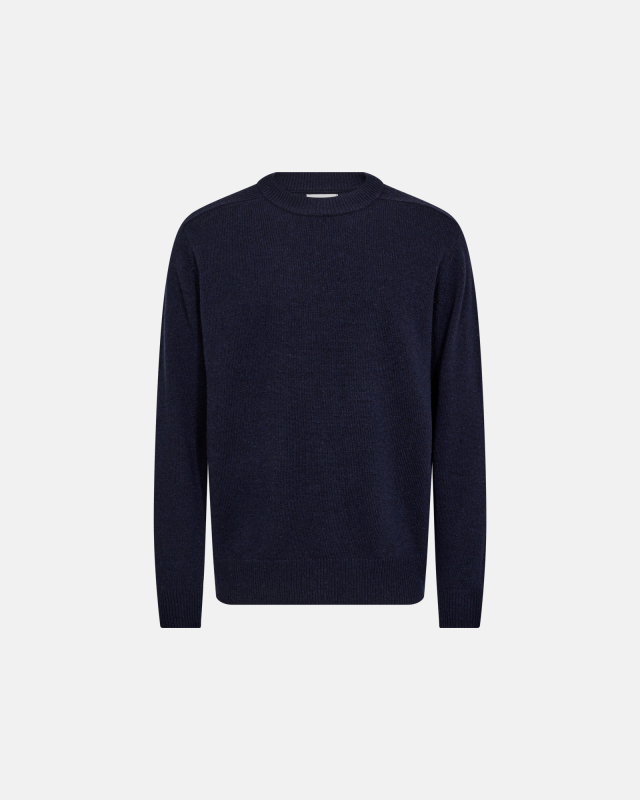 Knit Pullover "Lean", Wool, Navy