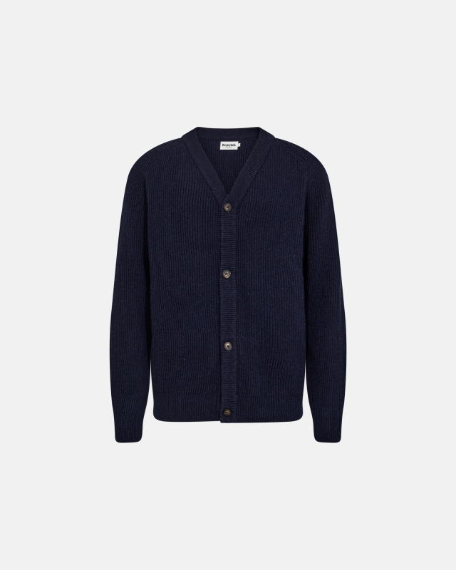Knit cardigan 'kyle' | Wool | Navy -Resteröds