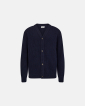 Knit cardigan 'kyle' | Wool | Navy -Resteröds