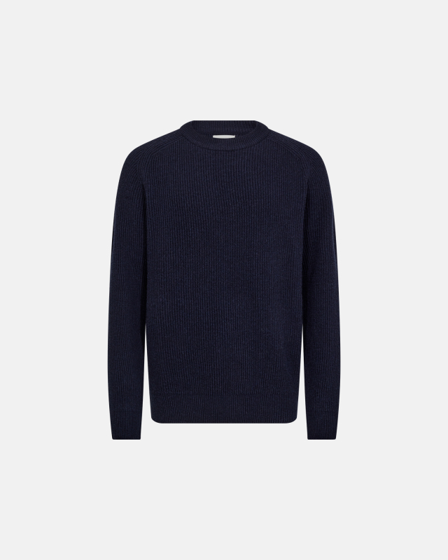 Knitted pullover 'Michael' | Wool | Navy -Resteröds