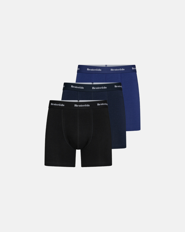 Boxers 'extra length' 3-pack | Bamboo viscose | Black/navy/blue -Resteröds