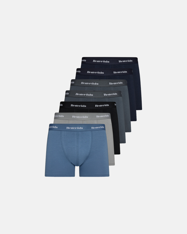 Boxers 'Kalle' 7-pack | Organic cotton | Black/gray/blue -Resteröds