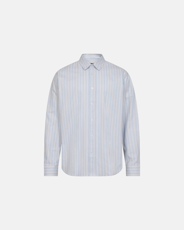Shirt 'Davis' | 100% Cotton | Light Blue with Stripes -Resteröds