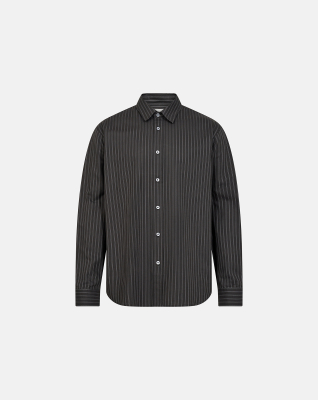 Shirt 'Davis' | 100% Cotton | Dark Gray with Stripes -Resteröds Shirt 'Davis' | 100% Cotton | Dark Gray with Stripes -Resteröds