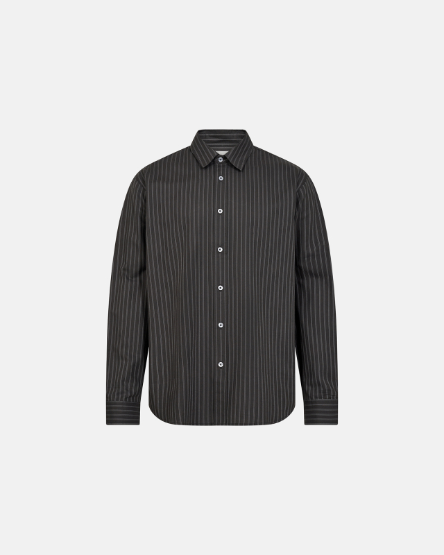 Shirt "Davis", 100% Cotton, Dark Grey with Stripes