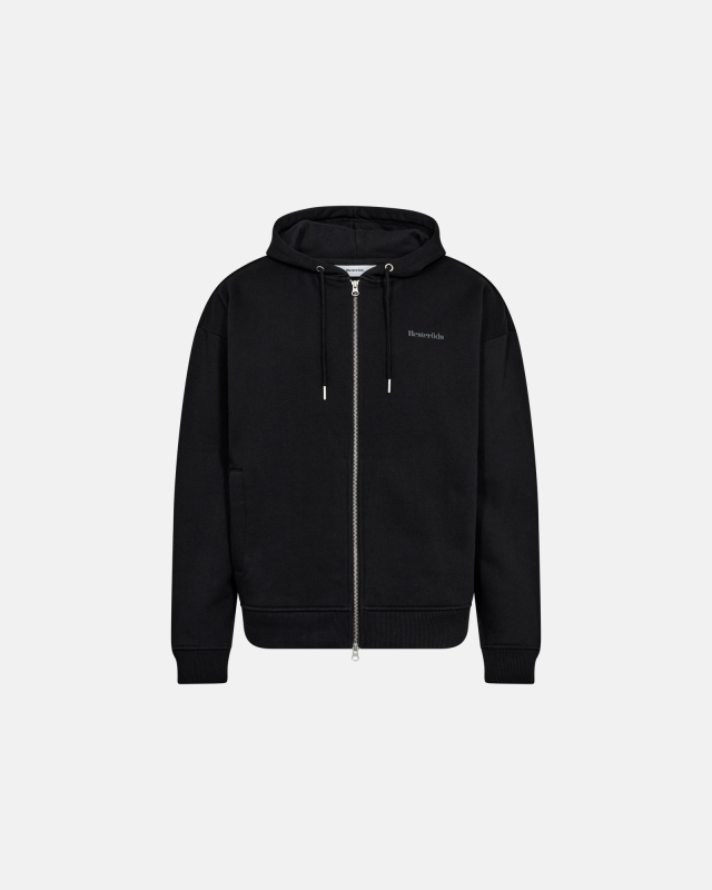 Sweatshirt with hoodie and zip "Rick" | 100% cotton | Black -Resteröds