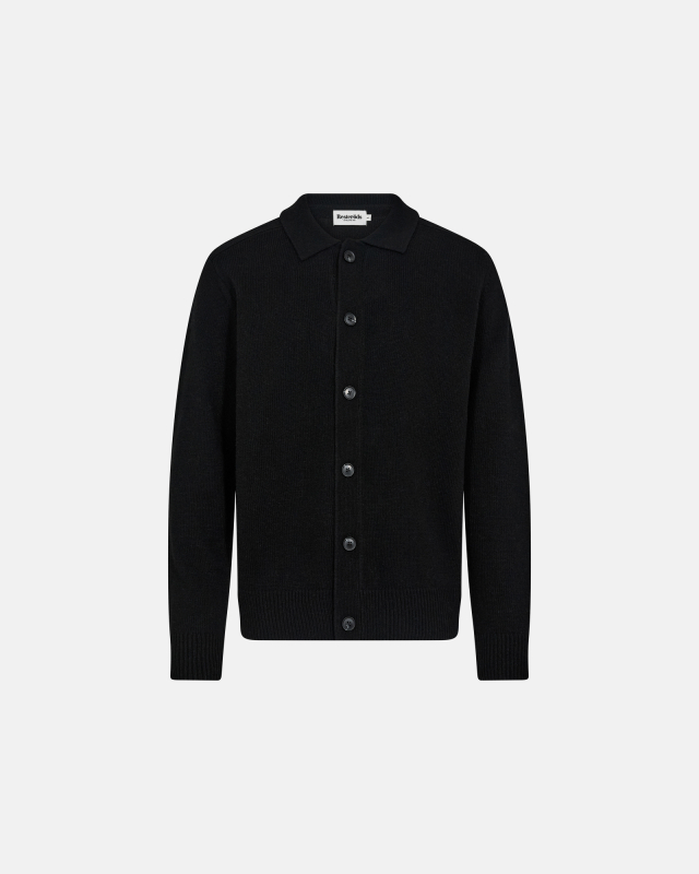 Knit Cardigan 'Dean' | Wool | Black -Resteröds