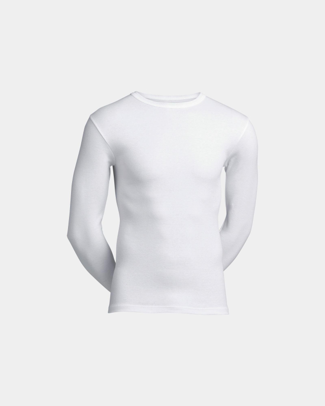 Long sleeves round neck, White