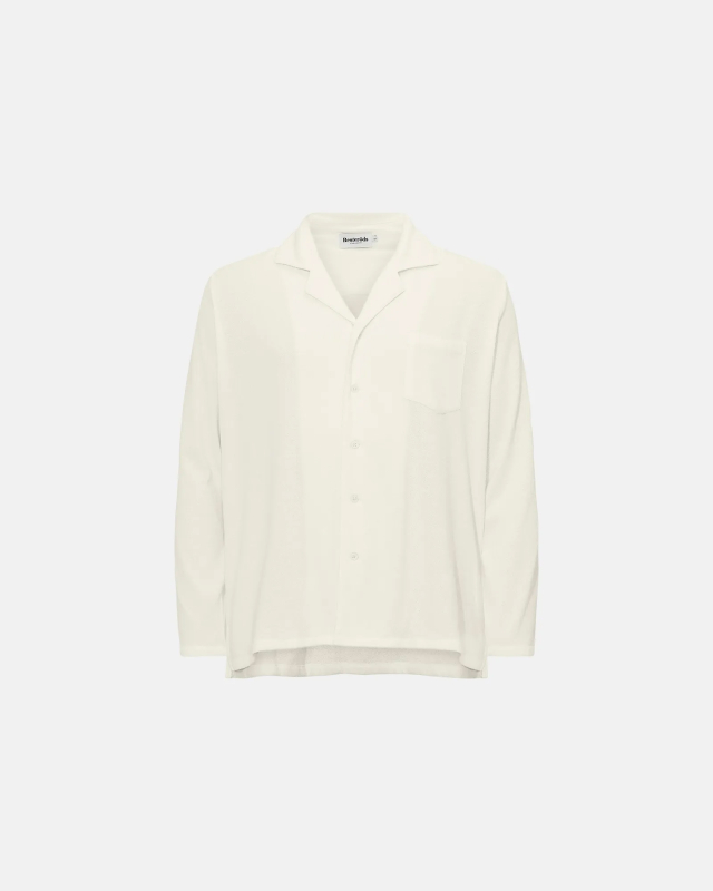 Longsleeved Resort Shirt Terry, Off-white