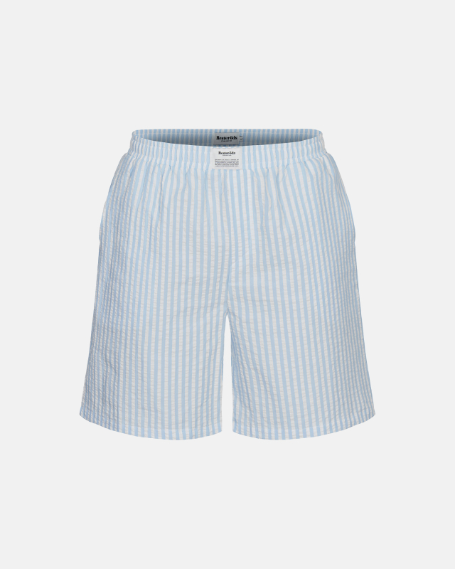 Seersucker Shorts | White/Sky Blue -Resteröds