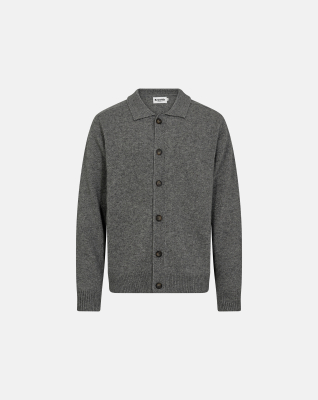 Knit Cardigan 'Dean' | Wool | Gray Melange -Resteröds Knit Cardigan 'Dean' | Wool | Gray Melange -Resteröds