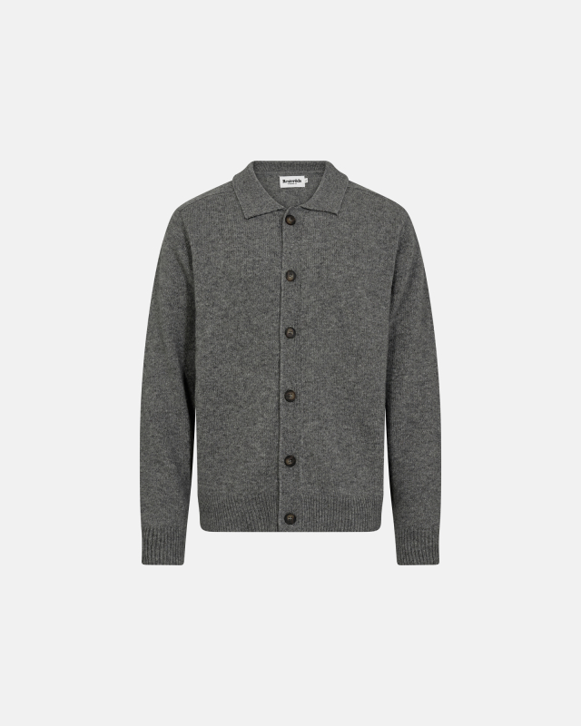 Knit Cardigan 'Dean' | Wool | Gray Melange -Resteröds