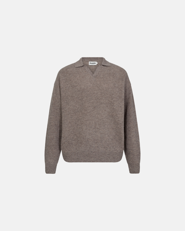 Knit Polo "Kane" | Wool | Sand -Resteröds