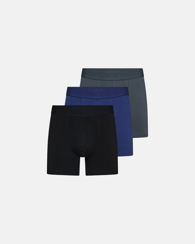 Boxers "Gunnar" 3-pack | Organic Cotton | Black/Gray/Blue -Resteröds