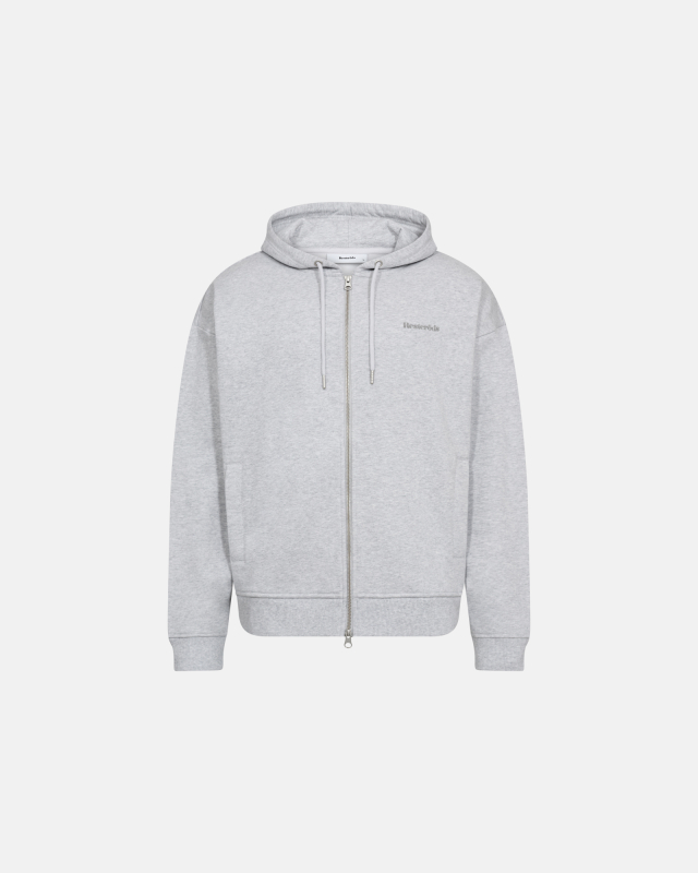 Sweatshirt with hoodie and zip "Rick" | 100% cotton | Light gray -Resteröds