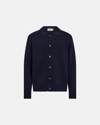 Knit cardigan 'Dean' | Wool | Navy -Resteröds Knit cardigan 'Dean' | Wool | Navy -Resteröds