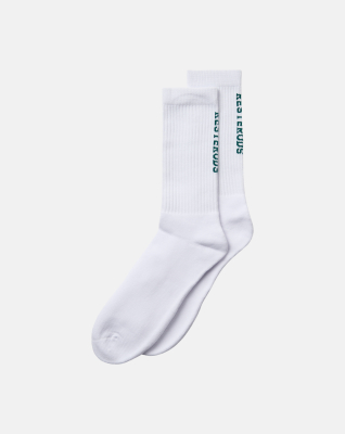 Tennis Socks 2-pack, Cotton, White with Green Tennis Socks 2-pack, Cotton, White with Green