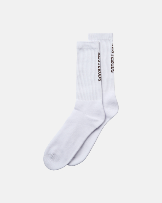 Tennis socks "Resteröds" 2-pack | Cotton | White with brown -Resteröds