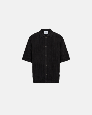 Short-sleeved shirt "George" | Cotton | Black -Resteröds Short-sleeved shirt "George" | Cotton | Black -Resteröds