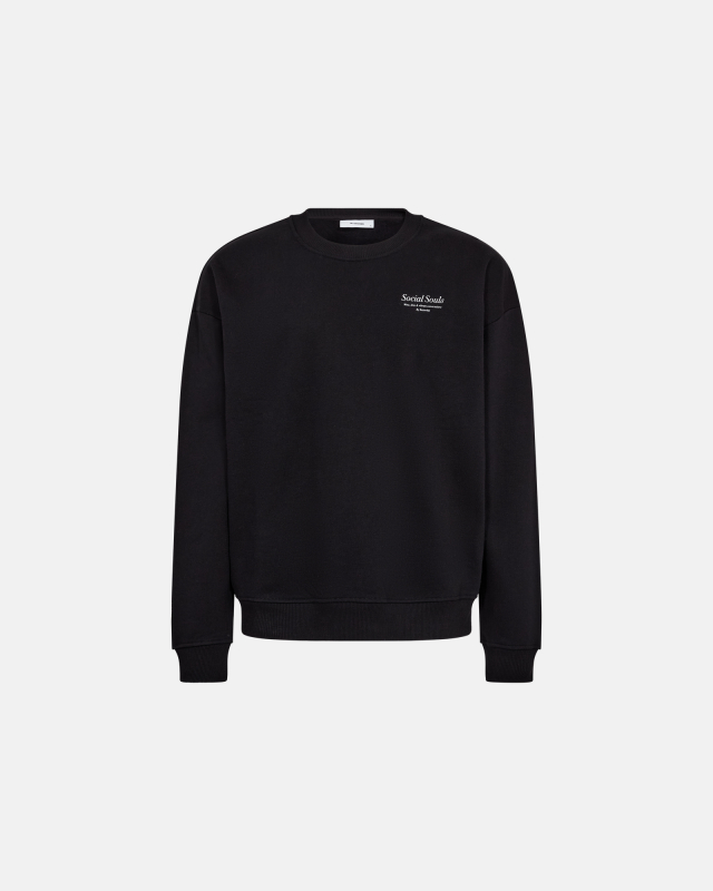 Crewneck sweatshirt "Drake" | 100% cotton | Black with print -Resteröds