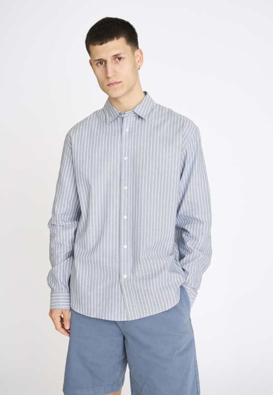 Shirt 'davis' | 100% Cotton | Blue with stripes -Resteröds