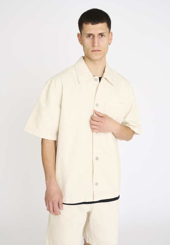 Short-sleeved shirt "noah" | 100% cotton | Off white -Resteröds