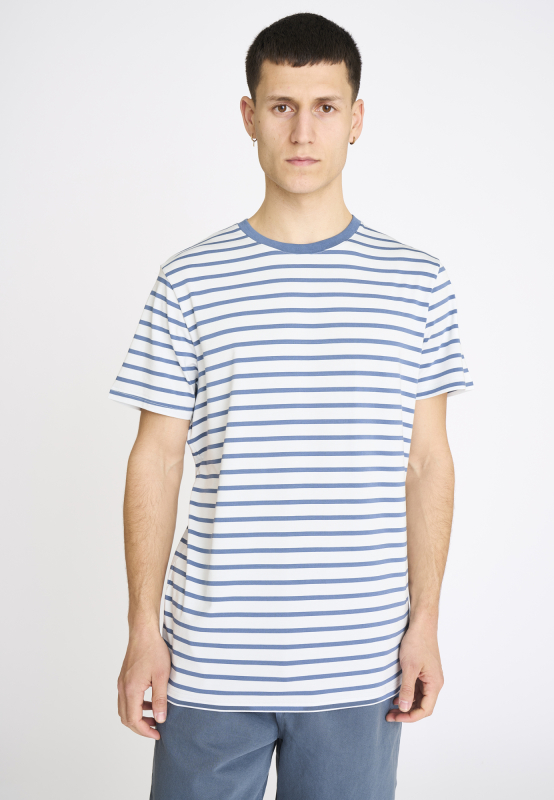 T-shirt "O-neck" | Bamboo Viscose | Blue Striped -Resteröds