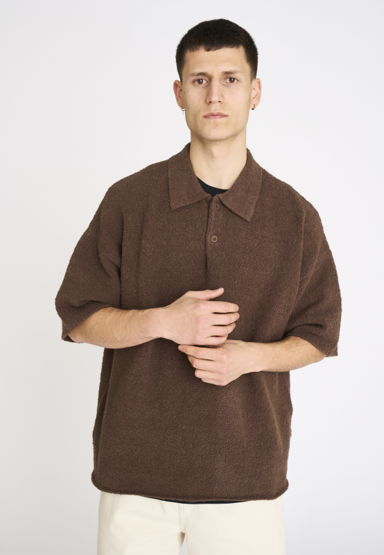 Polo T-shirt "Jim" | Cotton | Brown -Resteröds