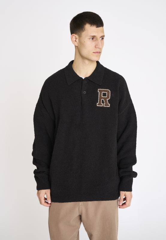 Long-sleeved polo "eddy" | Cotton | Black -Resteröds