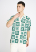 Crocheted short-sleeved shirt "leon" | Cotton | Green -Resteröds
