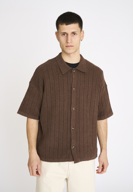 Short-sleeved shirt "George" | Cotton | Brown -Resteröds