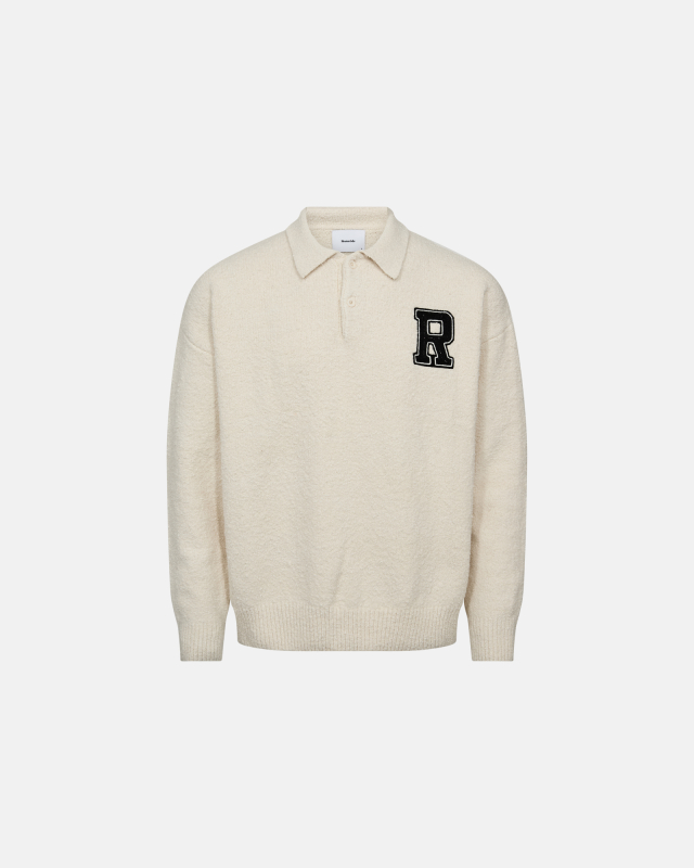 Long-sleeved polo "eddy" | Cotton | Off-white -Resteröds