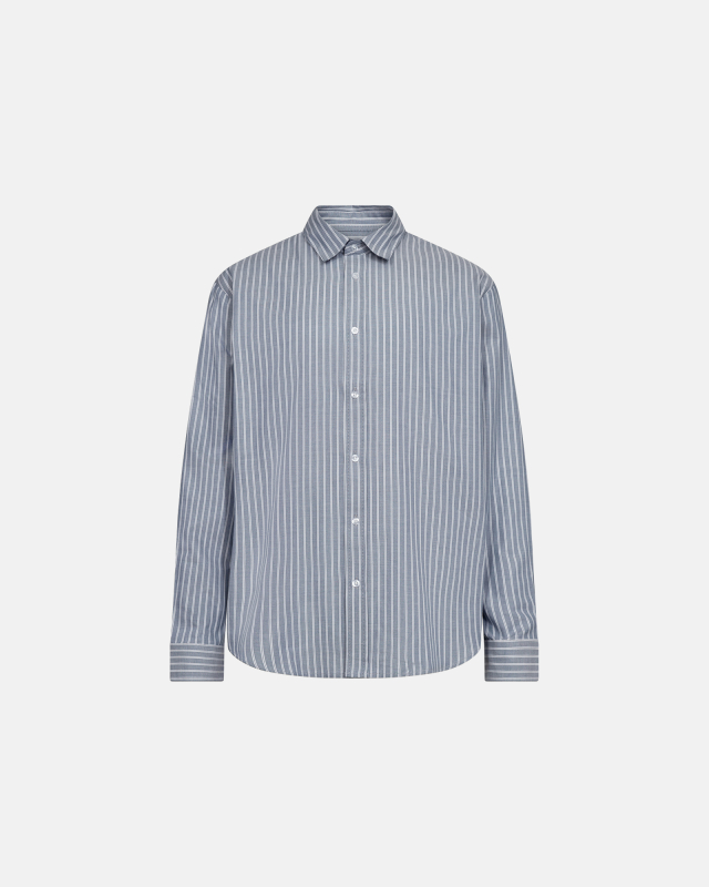 Shirt 'davis' | 100% Cotton | Blue with stripes -Resteröds
